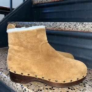 Madewell Marceline Suede Winter Clog Ankle Boot Lined Shearling Size 7
